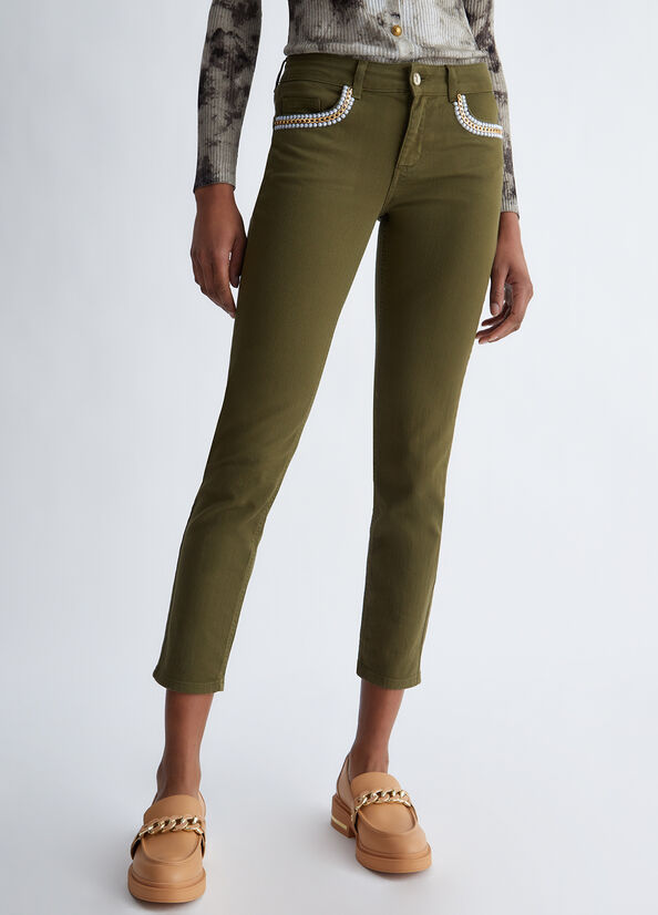 Pantaloni Liu Jo Bottom Up Donna Verde Oliva | XKC-795410