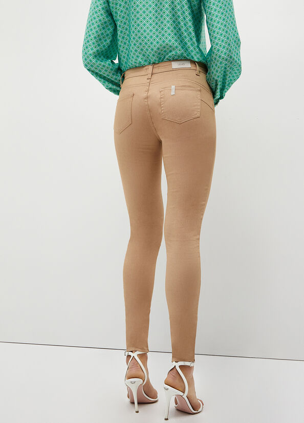 Pantaloni Liu Jo Bottom Up Twill Donna Grigie Chiaro | FYE-146087