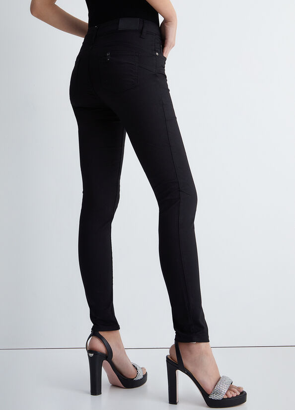 Pantaloni Liu Jo Bottom Up Twill Donna Nere | XFS-403269