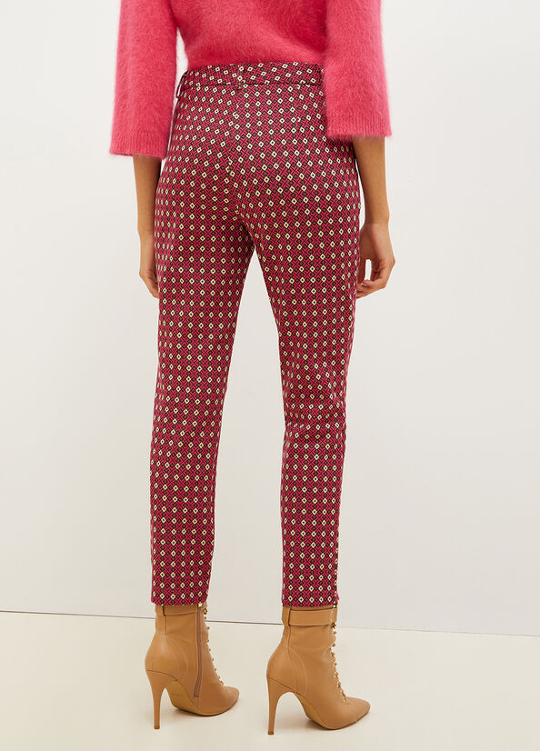 Pantaloni Liu Jo Chinos With Geometric Motif Donna Rosse | ETR-573096