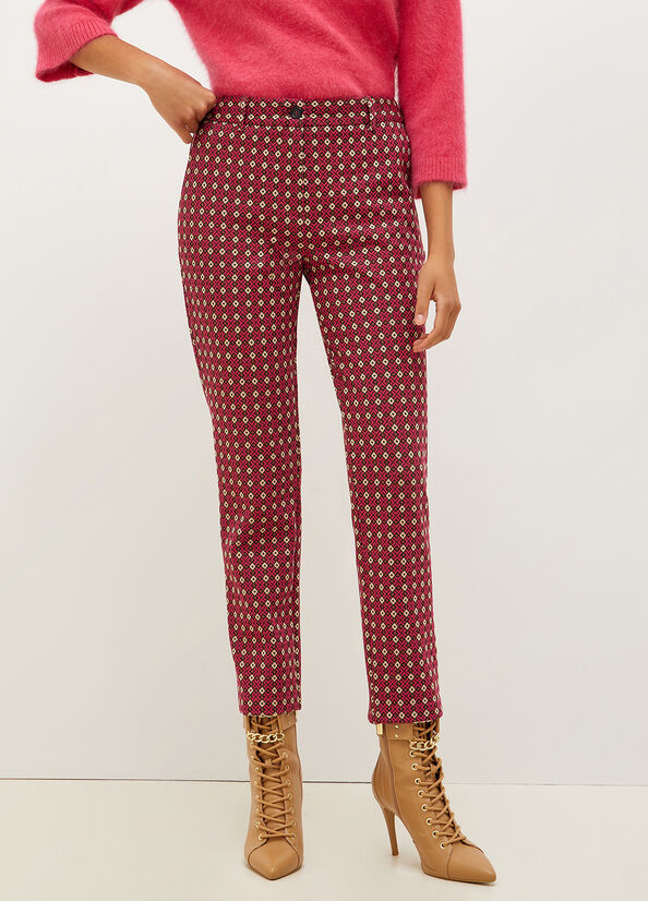 Pantaloni Liu Jo Chinos With Geometric Motif Donna Rosse | ETR-573096