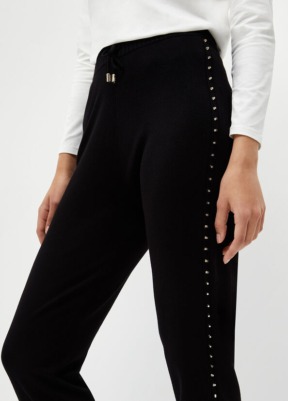 Pantaloni Liu Jo Eco-Friendly With Studs Donna Nere | WBD-487530