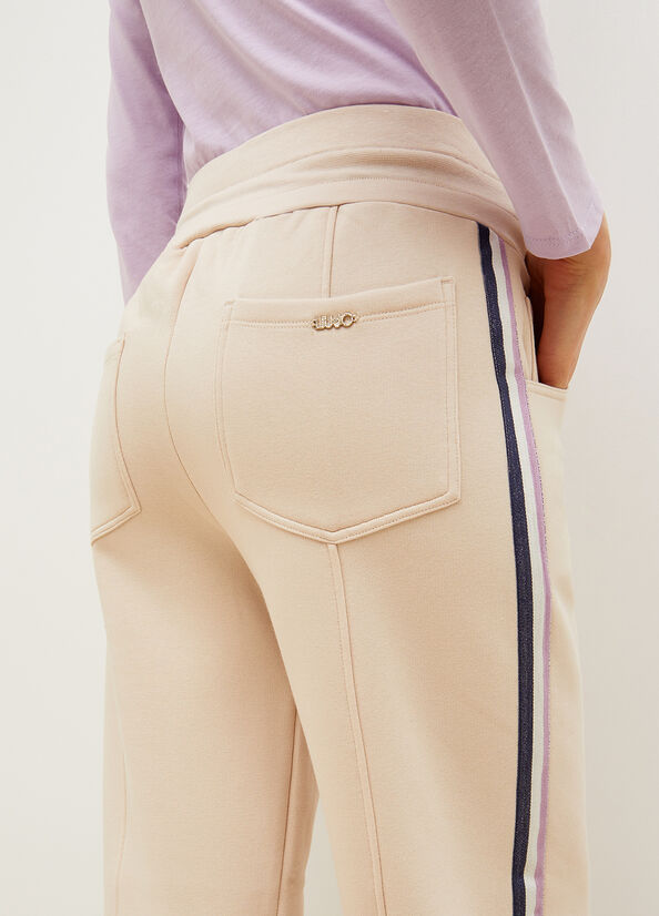 Pantaloni Liu Jo Fleece Jogging Donna Beige Chiaro | UGL-287346