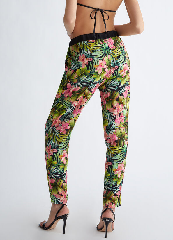 Pantaloni Liu Jo Floral Donna Verdi | XQN-791528