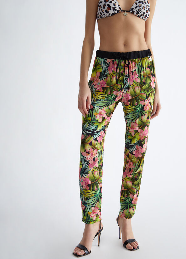 Pantaloni Liu Jo Floral Donna Verdi | XQN-791528