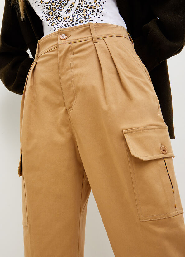 Pantaloni Liu Jo Gabardine Cargo Donna Marroni | PDT-876345