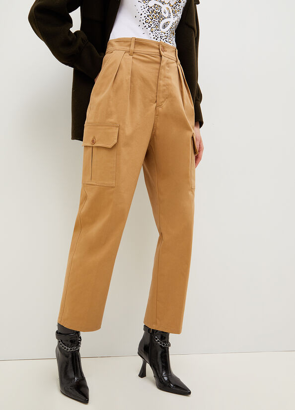 Pantaloni Liu Jo Gabardine Cargo Donna Marroni | PDT-876345