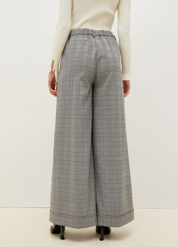 Pantaloni Liu Jo Glen Plaid Palazzo Donna Grigie | OMT-805437