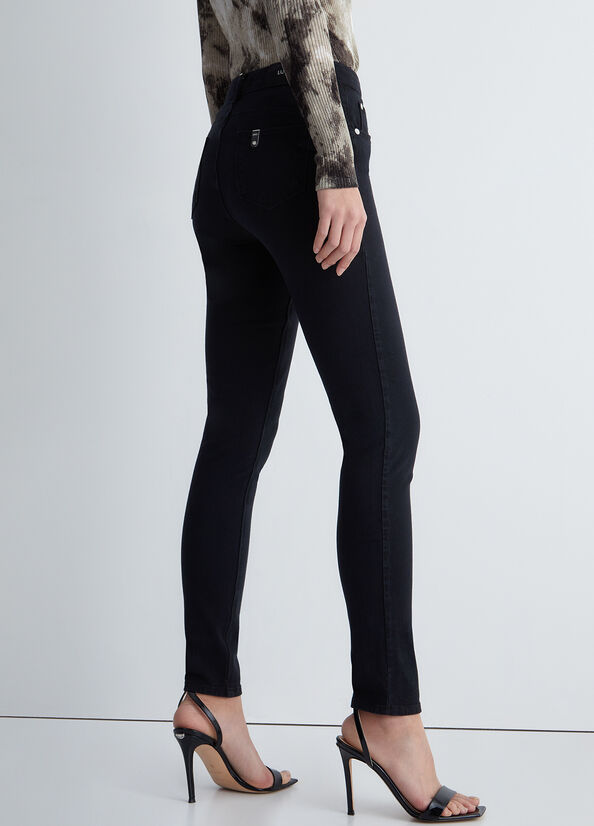 Pantaloni Liu Jo High-Waisted Bottom Up Donna Nere | KEG-401569