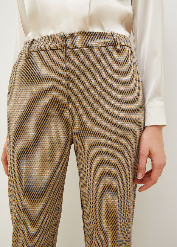 Pantaloni Liu Jo Jacquard Cigarette Donna Marroni Nere | HTC-852306