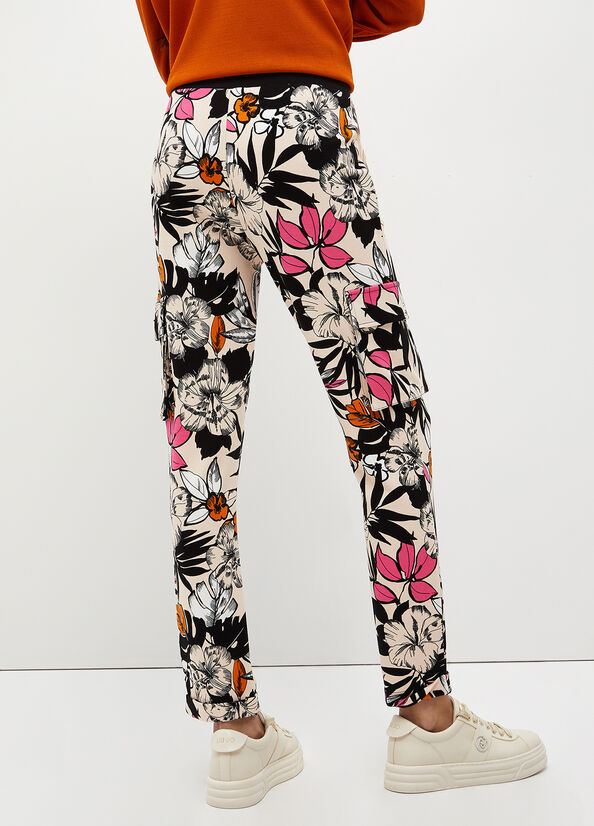 Pantaloni Liu Jo Jogging With Floral Print Donna Rosa | UDM-476083