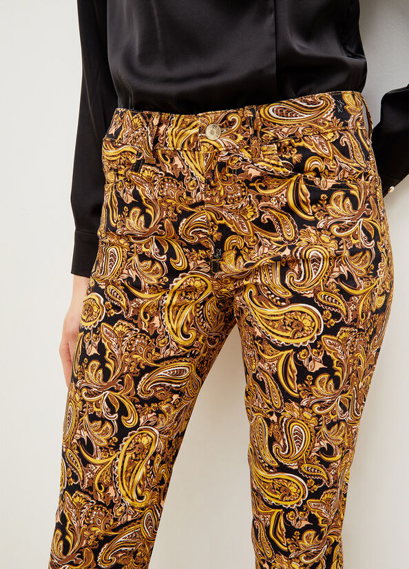 Pantaloni Liu Jo Paisley In Drill Donna Nere Gialle | PZV-493751