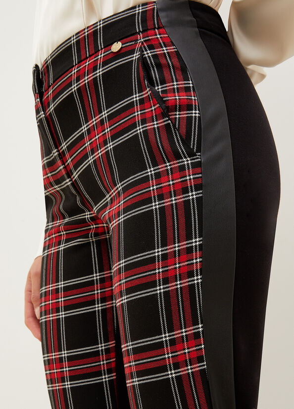 Pantaloni Liu Jo Slim Fit Tartan Donna Nere Rosse | UQY-526810