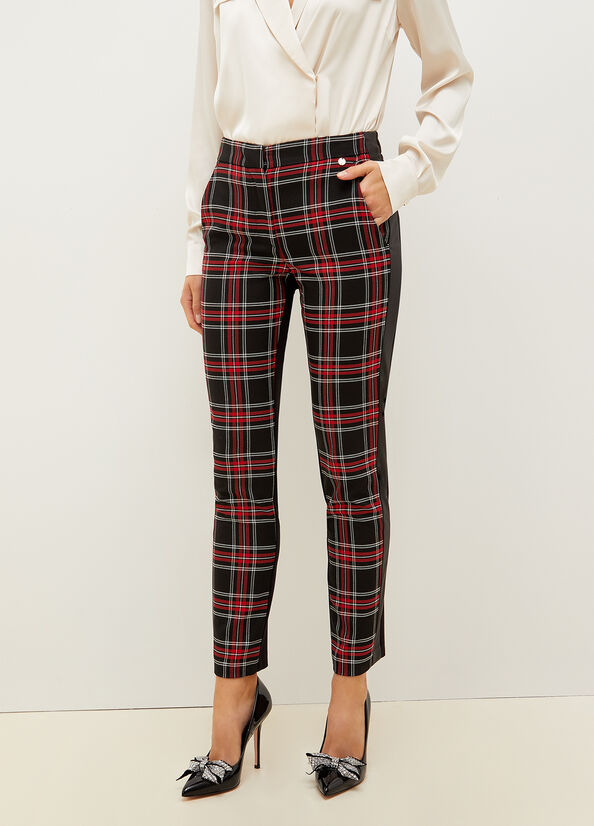 Pantaloni Liu Jo Slim Fit Tartan Donna Nere Rosse | UQY-526810