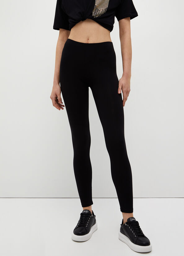 Pantaloni Liu Jo Stretch Jersey Leggings Donna Nere | SYL-620378