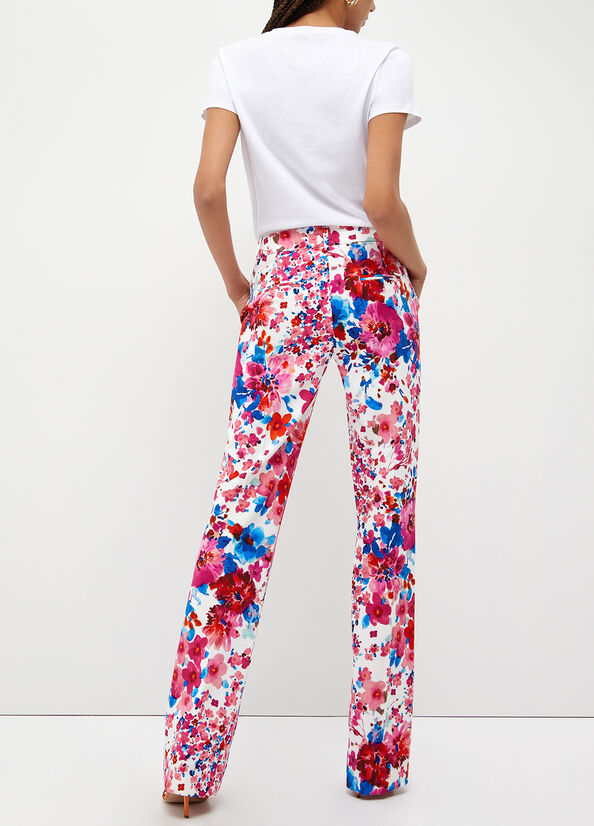 Pantaloni Liu Jo With Floral Print Donna Rosa | REF-607284