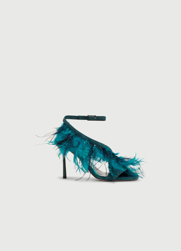 Sandali Liu Jo With Heel And Feathers Donna Verde Acqua | PUH-573126