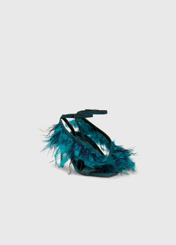 Sandali Liu Jo With Heel And Feathers Donna Verde Acqua | PUH-573126