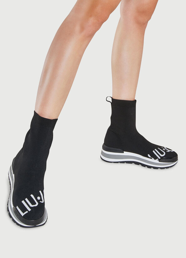 Scarpe Da Ginnastica Liu Jo Sock With Logo Donna Nere | JZK-159864