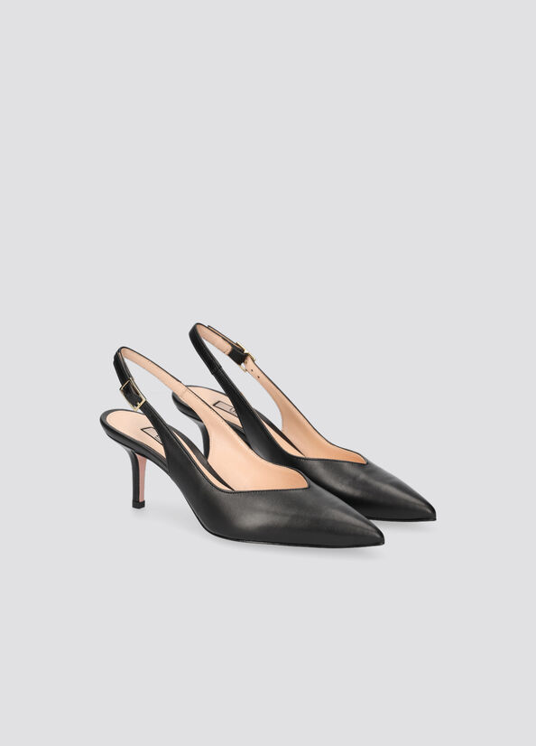 Tacchi Alti Liu Jo Pelle Slingback Donna Nere | CUO-623981