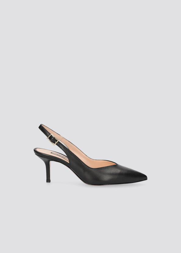 Tacchi Alti Liu Jo Pelle Slingback Donna Nere | CUO-623981