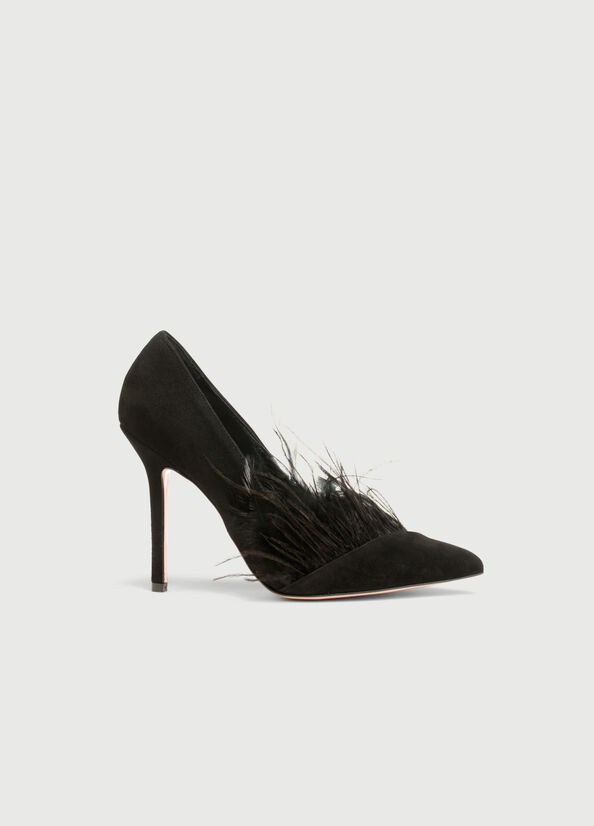 Tacchi Alti Liu Jo Scamosciate With Feathers Donna Nere | ACV-142768