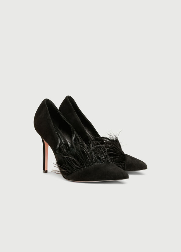 Tacchi Alti Liu Jo Scamosciate With Feathers Donna Nere | ACV-142768