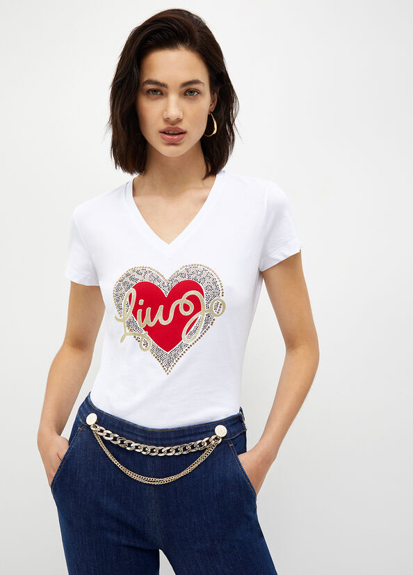 Top Liu Jo With Heart And Logo Donna Bianche | EQL-435092