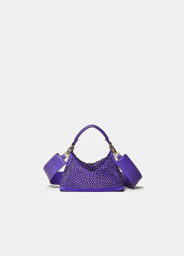 Borse Crossbody Liu Jo Mini Hobo With Gemstones Donna Viola | QSA-065413