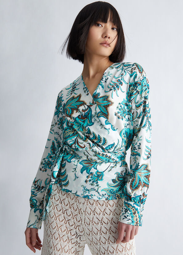 Camicie Liu Jo Eco-Friendly Paisley Blouse Donna Verde Acqua Chiaro | CIB-314280