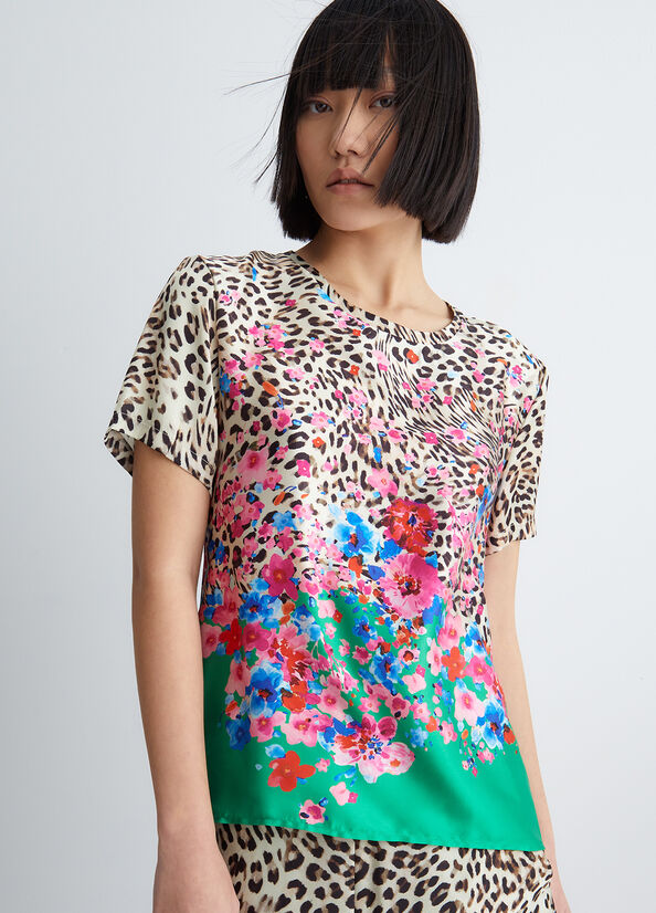 Camicie Liu Jo With Floral Animal-Print Donna Verdi | KZR-975401