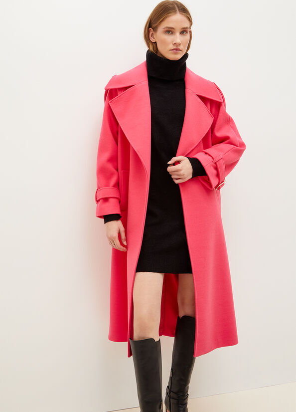 Cappotti Liu Jo Lana Vergine Blend Trench Donna Fucsia | RKJ-049725