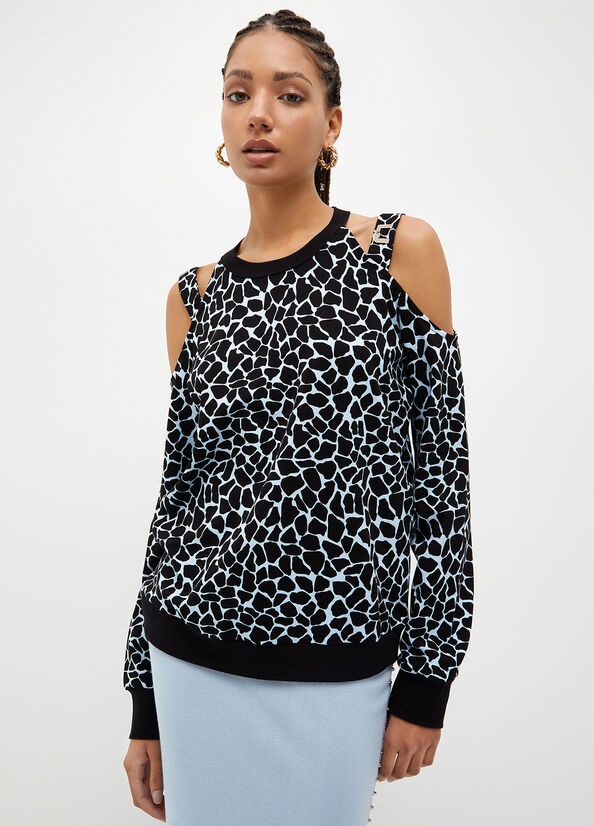 Felpe Liu Jo Animal-Print Donna Blu | JVY-312704