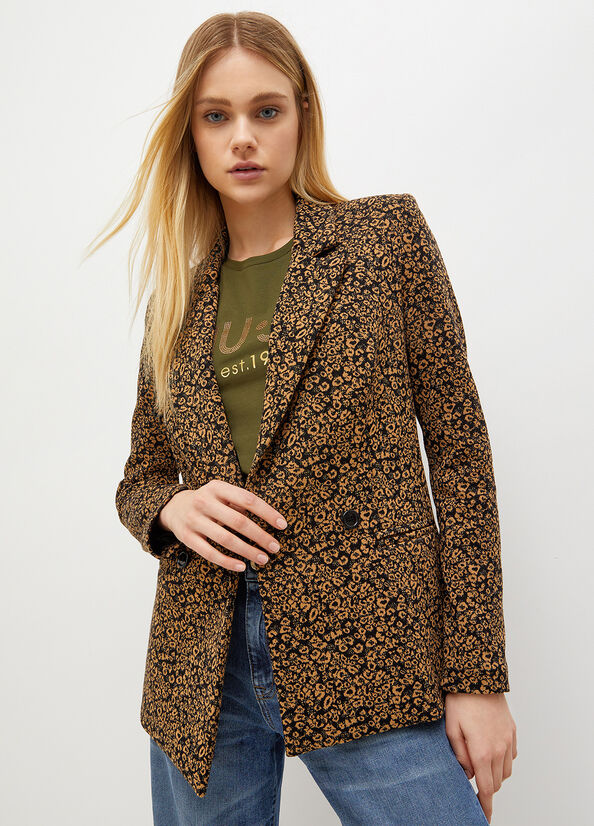 Giacca Liu Jo Animal-Print Jersey Blazer Donna Rame | FTY-530964