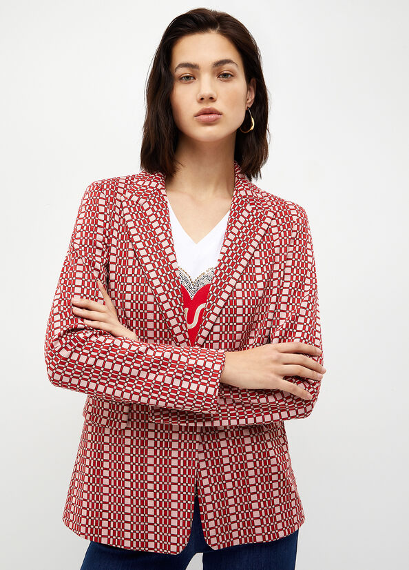 Giacca Liu Jo Blazer With Optical Pattern Donna Rosse | YUM-915740