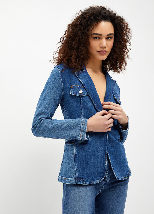 Giacca Liu Jo Denim Blazer Donna Blu | WJY-741856