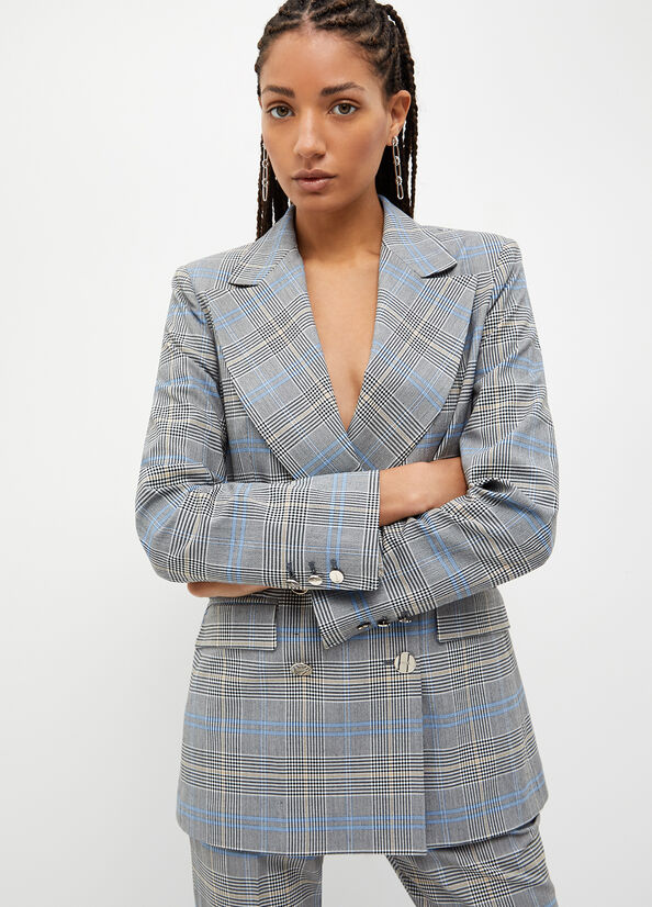 Giacca Liu Jo Glen Plaid Blazer Donna Grigie | SUA-574839