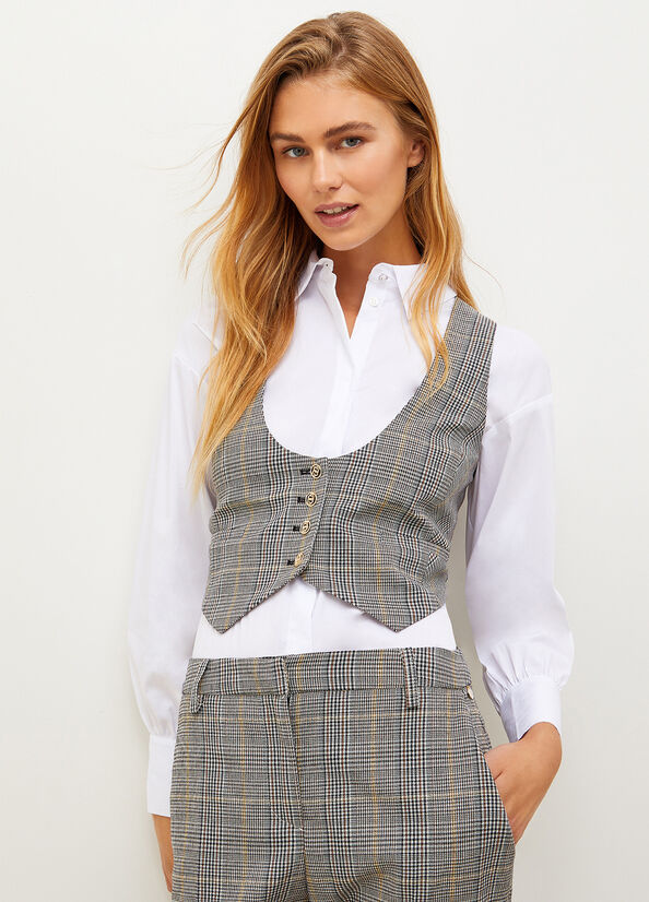 Giacca Liu Jo Glen Plaid Vest Donna Grigie | MQO-260839