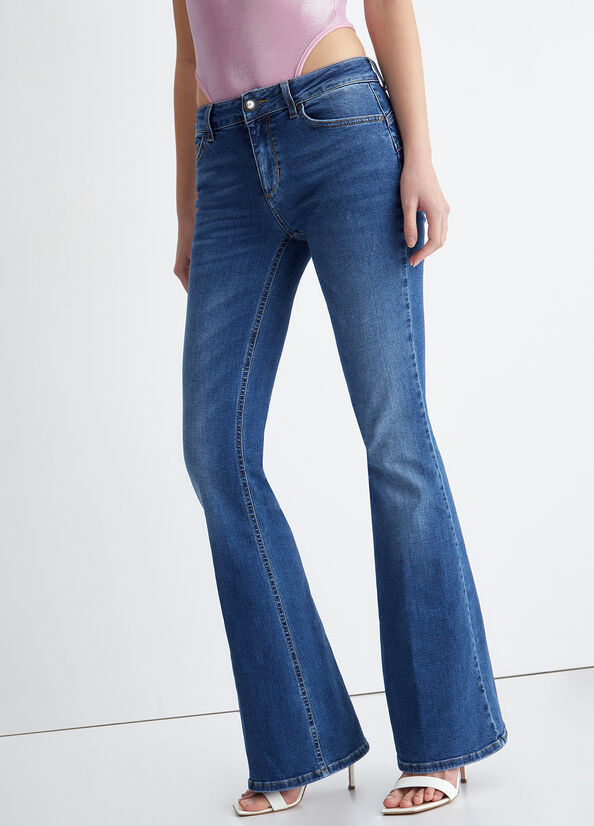 Jeans Straight Liu Jo Bottom Up Donna Blu Scuro | REZ-315982