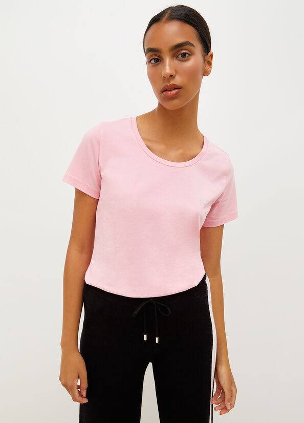 Magliette Liu Jo Jersey With Logo Donna Rosa | SPK-093761