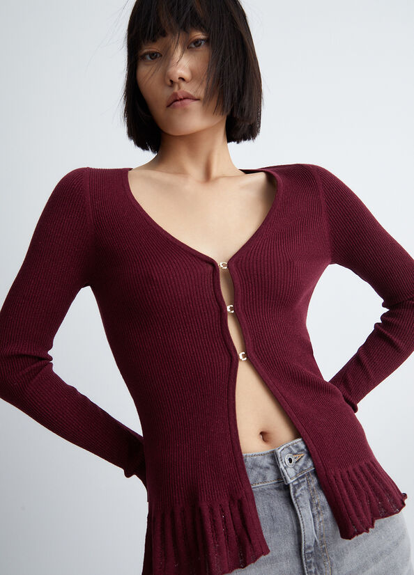 Maglioni Liu Jo Eco-Friendly Cardigan Donna Rosse Scuro | EUQ-365089