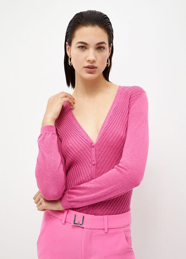 Maglioni Liu Jo Eco-Friendly Cardigan Donna Fucsia | GBH-147358