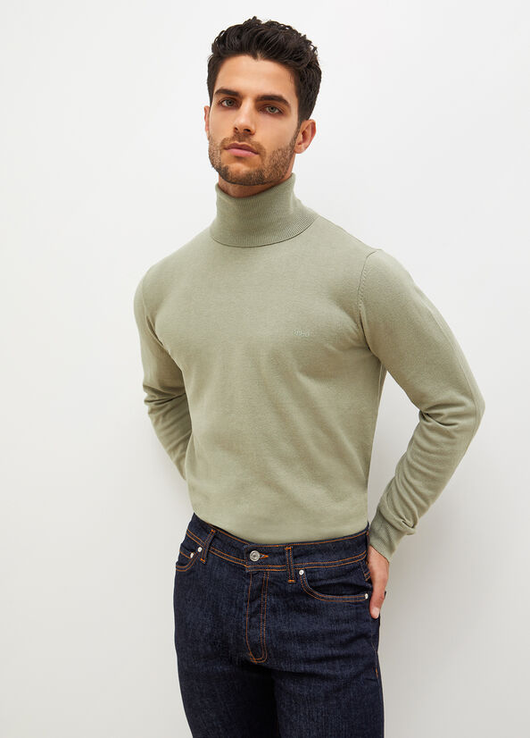 Maglioni Liu Jo Turtleneck In Cotone Uomo Verde Oliva | WLR-542138