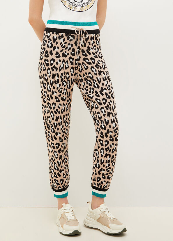 Pantaloni Liu Jo Animal-Print Jogging Donna Marroni | CWU-301827