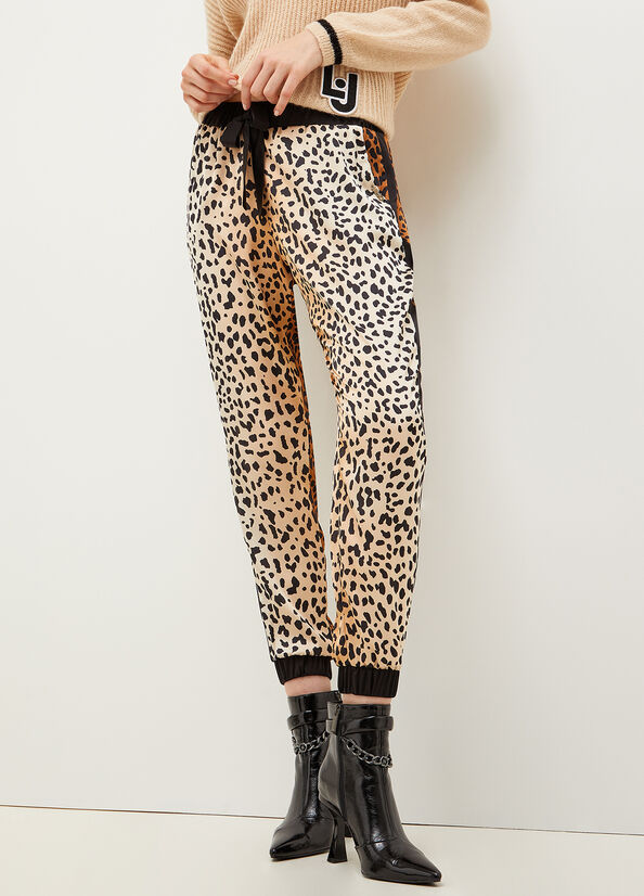 Pantaloni Liu Jo Animal-Print Jogging Donna Marroni | HVB-287496