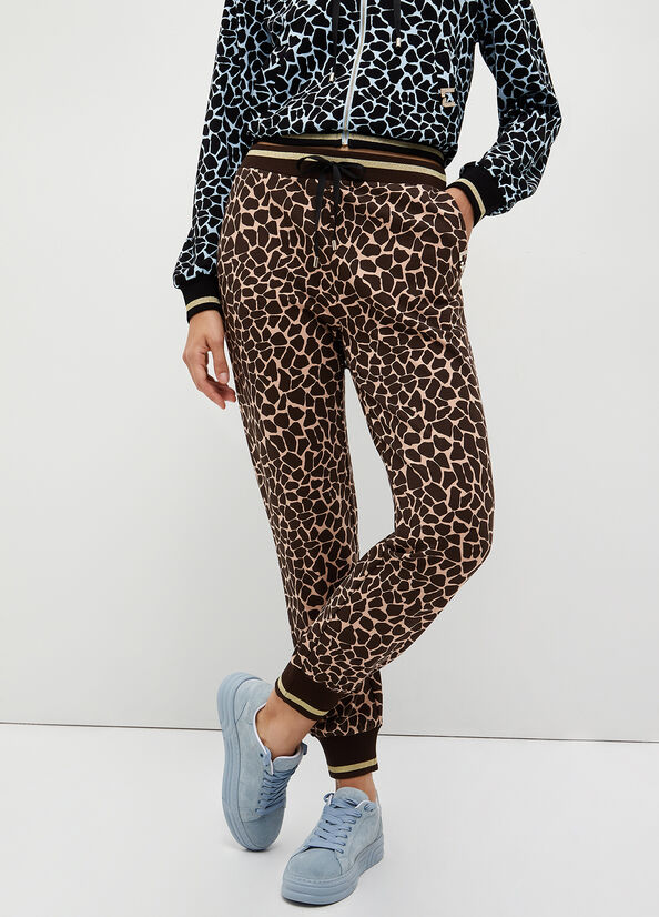 Pantaloni Liu Jo Animal-Print Jogging Donna Marroni | TNZ-275630