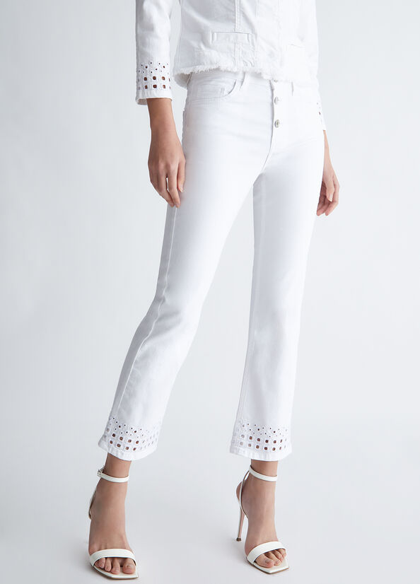 Pantaloni Liu Jo Bottom Up With Embroidery Donna Bianche | UAE-820951