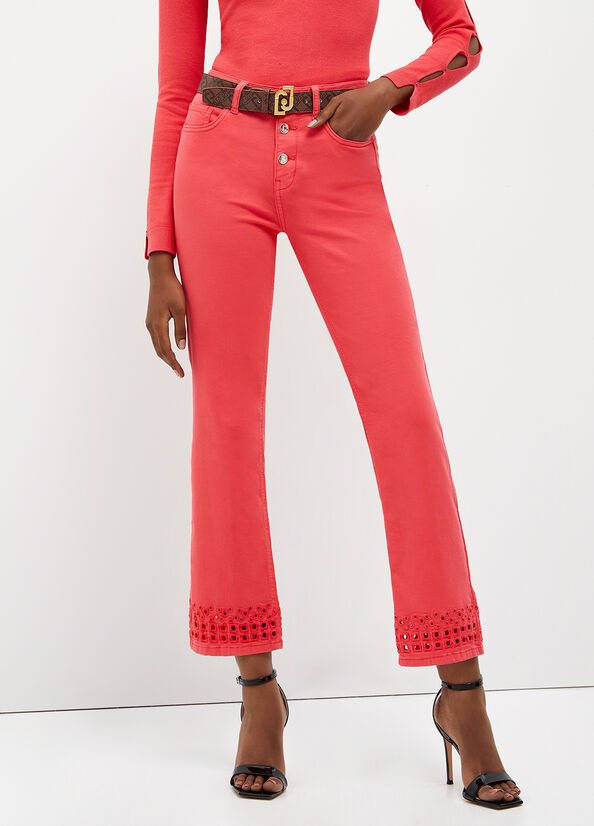 Pantaloni Liu Jo Bottom Up With Embroidery Donna Rosse | XTS-210576