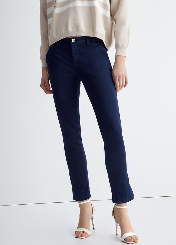 Pantaloni Liu Jo Satin Chinos Donna Blu Marino | JLU-091346