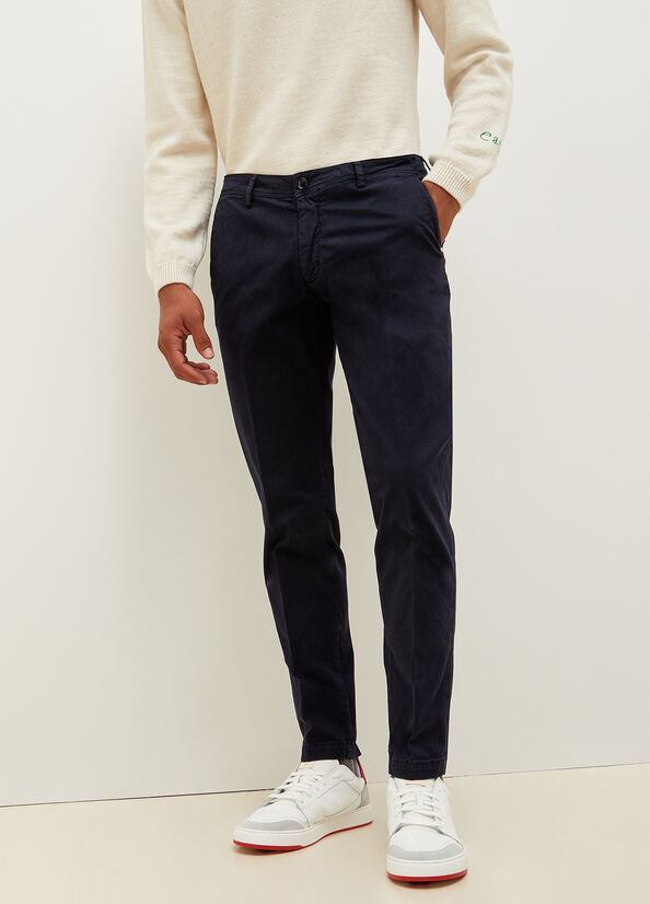 Pantaloni Liu Jo Super Slim Chino Uomo Blu Scuro | TQK-046329